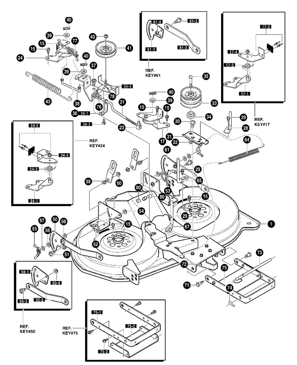Blade Housing Assembly Diagram and Parts List for 40379X88-(VRO4016HRX)  Briggs and Stratton Lawn Tractor